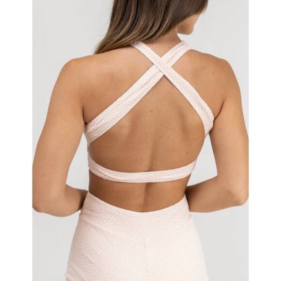 Rhythm Livin Peach Parfait Geo Cross Back Bikini Top S NWT - Picture 4 of 4
